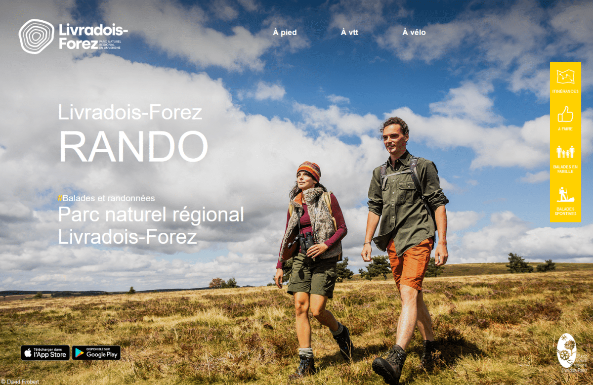 Screenshot of the Livradois-Forez rando website